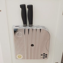 싱크대 문짝 항균인증 칼꽂이 6컬러 주방 칼블럭 부착형 칼보관함, 도금-로즈골드