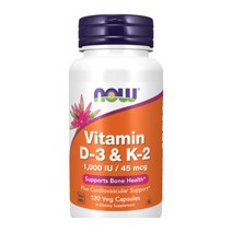 NOW 나우 foods Vitamins D-3 & K-2 1000IU 45mcg 비타민 D 디 3 K 케이 2 푸드 120캡슐 1병, x 1개