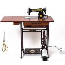 수아네 옛날미싱 재봉기 철제 미싱부속 받침대 앤틱샵, 나비 블루+브라운 테이블+주철 프레임