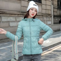 Momolatti 여성용 루즈핏 코듀로이 후드 숏패딩