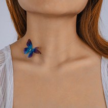 고래 돌고래 목걸이 여자를위한 간단한 블루 시뮬레이션 나비 Boho 라인 체인 초커 여름 해변 파티 쥬얼리 트렌드 액세서리