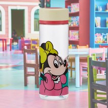 그린키친 미니마우스 레트로 캠핑 어린이 휴대용물병 400ml 차망 실리콘캡 물통, 상세 참조