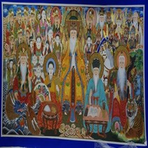 탱화 옥황종합 산신 용왕 신당 불당 큐빅 그림 만들기 보석십자수 재료 세트, 250x110cm 전체 원형 큐빅