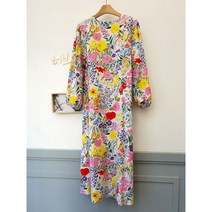 여성스러운 플라워 퍼프소매 롱원피스