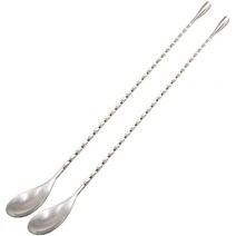 39.9cm(15.7인치) 엑스트라 롱 칵테일 믹싱 스푼 세트 식품 등급 18/8 스테인리스 스틸 젓는 나선형 패턴 바 쉐이커 아이스크림 스무디 몰트 밀크쉐이크 주스 커피 티 음료, 12 - 2 Pcs