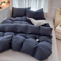 메이커 4종 세트 여름 순색 연마 침대 시트 커버 워싱 면 ins풍 2인 침구류 도매