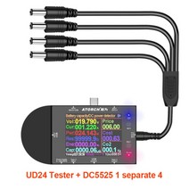 인산철 파워 뱅크 대용량 캠핑용 배터리 ud24 2.4 인치 usb 테스터 dc5.5 type-c 디지털 전압계 전류계 전원 은행 전압 감지기 volt qc pd 앱용 전기, 협력사, ud24 1t4 추가