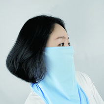 믹스어블 국내생산 넉넉한 전체 메쉬 자외선차단 얼굴 안면 가리개 페이스커버 워머, 스카이블루