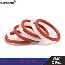 오링 레드/화이트 10pcs VMQ 실리콘 링 가스 켓 CS 4mm OD 12 ~ 150mm 실리콘 O 링 가스 켓 식품 학년 고무 O-링 구색 Hvac 도구, OD 150mm ID 142mm, 빨간