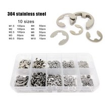 580 개대 구색 키트 10 크기 1.5-10mm 검정색 또는 스테인레스 스틸 샤프트 외부 고정 링 e 클립 스냅 원형 클립 와셔