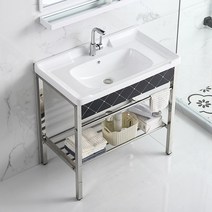 간이 세면대 하부장 탕비실 원목 수납 세면기 거울, A형50cm 냉온수 수도꼭지 일체형