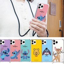 갤럭시A23 케이스 GF 디즈니 폰스트랩 핸드폰줄 목걸이 줄 곰돌이푸 스티치 밤비 SM-A235