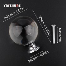 주방 옷장 서랍장 엔틱 가구 손잡이 Ynizhure 브랜드 디자인 20-40mm 크리스탈 유리 손잡이 드레서 서랍 주방 캐비닛 당겨 찬장 핸들, 40mm 부드러운 볼