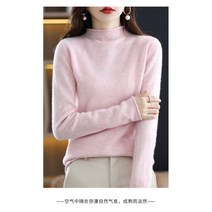 가볍고 부드러운 여성 캐시미어 100 니트 단색 긴팔 반목 반폴라 모헤어