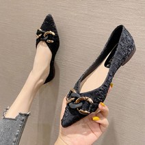 빅사이즈 스틸레토 체인 플랫구두 단화 로퍼