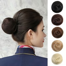 마녀플랜트 승무원 하이번 당고머리 가발 한복 올림가채 부분가발, 밀크브라운_승무원하이번, 1개