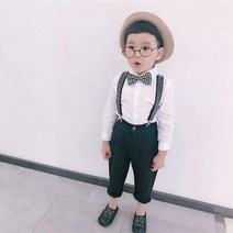 줄무늬 멜빵 깔끔 정장 세트 90~150호 남아 리본 남방 바지 멜빵 키즈 아동 행사