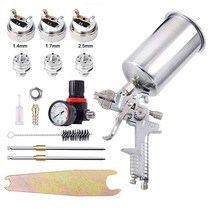 에어 도장 카볼 중력 공급 HVLP 스프레이 건 1000cc 용량 & 1.4mm/1.7mm/2.5mm 교체형 노즐(자동차 및 가구 도장용 공기 조절기 포함)