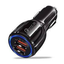 qc 3.0 범용 고속 충전 자동차 충전기 듀얼 usb abs 내화 휴대 전화 충전 어댑터 자동차 전자 제품, 검은색