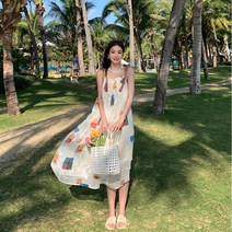 여름 쉬폰 롱 원피스 바캉스룩 휴양지룩