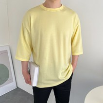 15컬러 남자 특양면 오버핏 스판 여름 7부 반팔 티셔츠