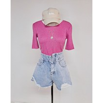 글리터 펄니트 반팔 티셔츠 화이트 핑크 그린 블루 4 color