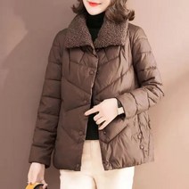 SJW 중년여성 겨울 뽀글이 카라 숏패딩 코트 방한 자켓 점퍼 엄마옷 빅사이즈 4XL까지