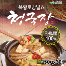 중문푸드 국내산 콩 100% 옥황토방 발효로 효모가 살아있는 시골 생청국장 발효음식 바실러스균풍부 천일염사용, 3개, 250g