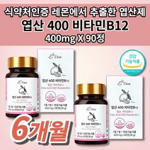 레몬 엽산 400mg 비타민B12 정 성인남녀 예비 남편 남자 부부 임산부 아내 와이프 임신 준비 계획 초기 임신전 출산 전 후 산모 수유시기 수유부 선물 엽산 영양제 90정, 2개