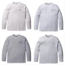 PROJECT:M 남여공용 그래픽 긴팔 스트라이프 커플룩 티셔츠