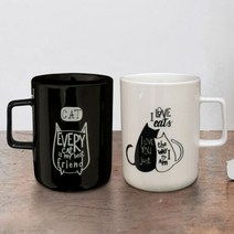 도자기 머그컵 2P세트 물컵 커피 고양이머그잔, 단품