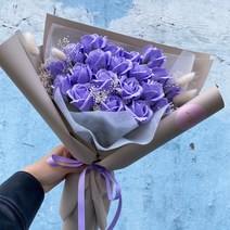 더 라넌큘러스 플라워 + 프리미임 비누꽃다발 20송이, 연보라