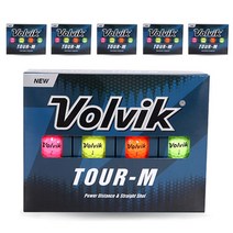 볼빅 투어-M 골프공 2피스 지름 4cm 옐로우 3p + 오렌지 3p + 핑크 3p + 그린 3p, 혼합 색상, 6세트