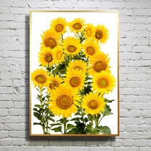 화색갤러리 돈들어오는 풍수그림 07해바라기 그림 액자 프리미엄 캔버스천으로 인화, 골드무광