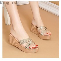 [Kingfishe]여성 여름 패션 샌들 웨지힐 슬리퍼 FG7 zhuo723