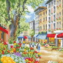 [디클레어] 주말 풍경 캔버스형 보석십자수 40x50 DIY 구슬 비즈, 1개, 40X50 주말풍경