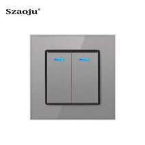 마이크로 스위치 터치 호환 1 갱 단추 벽 램프 웨이 강화 유리 패널 2 C100250V 10, 11 gray 2gang 2way
