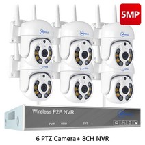 무선홈캠 강아지홈캠 PTZ카메라 IP카메라 홈캠 펫캠 MovolsH265 3MP 5MP HD CCTV 시스템 양방향 오디오 방수 WIFI 보안 8CH NVR 비디오 감시 키트, 17.1t  8CH 5MP With 6 PTZ