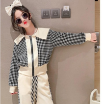 키즈목마 여아 츄리닝세트 트레이닝복 상하복 주니어 후드크롭집업 운동복 체크무늬