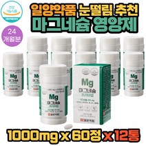 일양약품 눈 떨림 MG 마그네슘 추천 영양제 60정 12통 24개월분 식약처인증 비타민A B 셀레늄 눈건강 신경기능유지 항산화효과 엽산 해조분말 결정셀룰로오스 함유