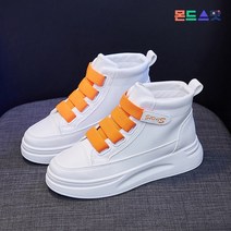 몬드스팟 4cm 여성 하이탑 벨크로 찍찍이 스니커즈 운동화 오렌지 (DM767)