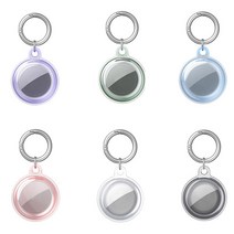 투명 파스텔 애플 에어태그 케이스 실리콘 홀더 키링, 블랙