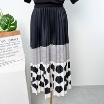 쉐이프 도트 플리츠 밴딩 롱 스커트(3color)
