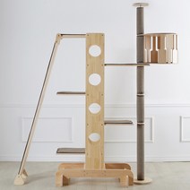 브리스캣 원목캣타워 O타입 (천장 알루미늄폴+하우스+5단보드) 캣타워, CO-I-그레이