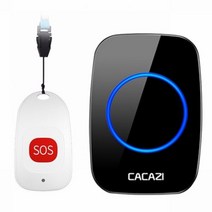 CACAZI 스마트 홈 무선 호출기 초인종 노인 긴급 알람 호출 벨 미국 EU 영국 플러그 80m 원격 랜야드 SOS 버튼, 1 SOS 1 receiver 2, 나