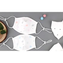 순면 100프로 빨아쓰는 길이조절 무자극 안심 신생아 귀여운 유아용 마스크 입술안닿는, M 유아용(12~60개월), 블루코끼리