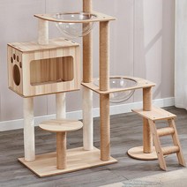 고양이 원목캣타워 먼치킨 캣타워 이케아 투명해먹 뚱냥이 무소음 캣폴 선반 임보 DIY 호텔, 단일사이즈, b15