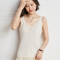 니트끈나시 브이넥 100 양 털 여성 이너웨어 블로그 민소매 포트끈 상의 슬림 몸에 딱 붙는 옷을 입다 2749305274
