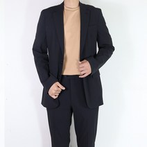 바쏘옴므 2022SS 쿨맥스 슬림핏 남성예복 캐주얼 블랙수트 데일리 검정정장 W2JF77ABK
