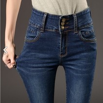 로미홀리 - 여성 하이웨이스트 스키니 데님 청바지 가을 데일리 캐쥬얼룩 ES0351 - 986